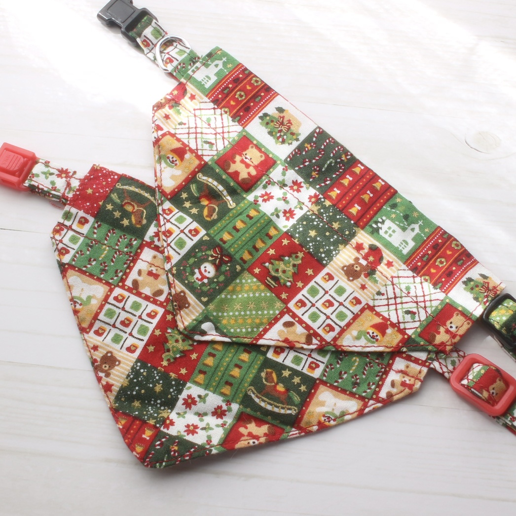 クリスマス柄ハンドメイド首輪